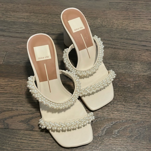 Dolce Vita Women's Noel Heeled Sandal - Pearl Accent Dress Sandals